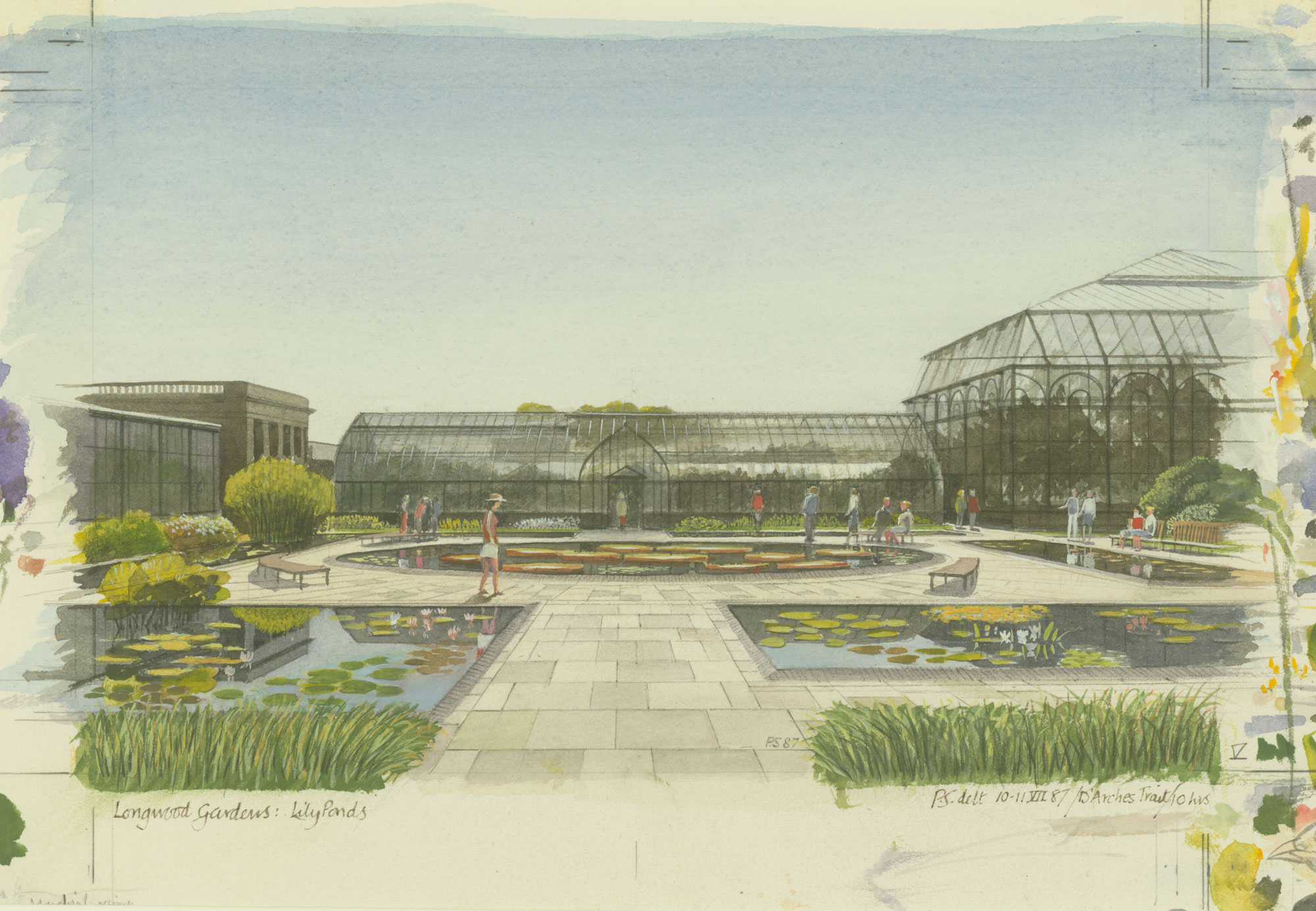 Color rendering of lily pond at Longwood Gardens