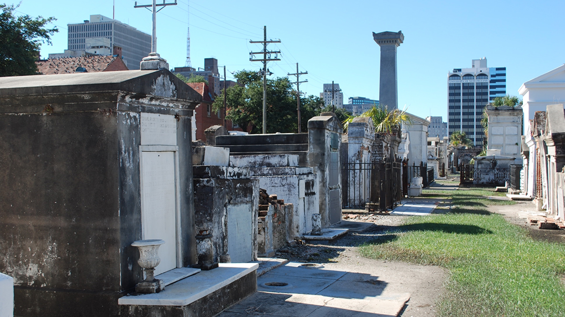 Row of mausoleums in St. Louis Cemetery