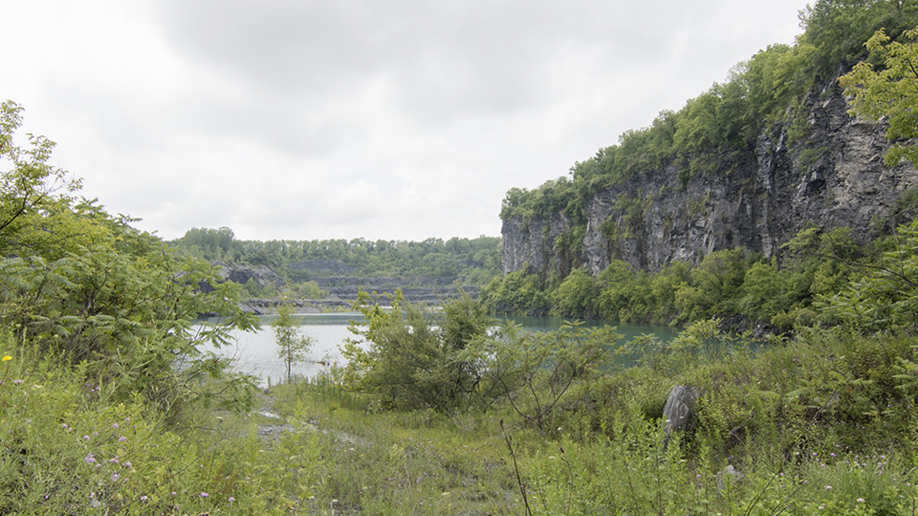 Lake and cliffs in Lehigh Valley.