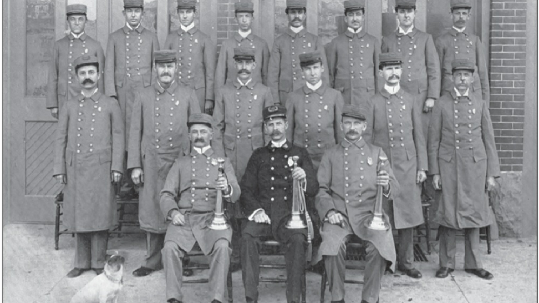 B&W photo of staff of Maxfield Engine Company