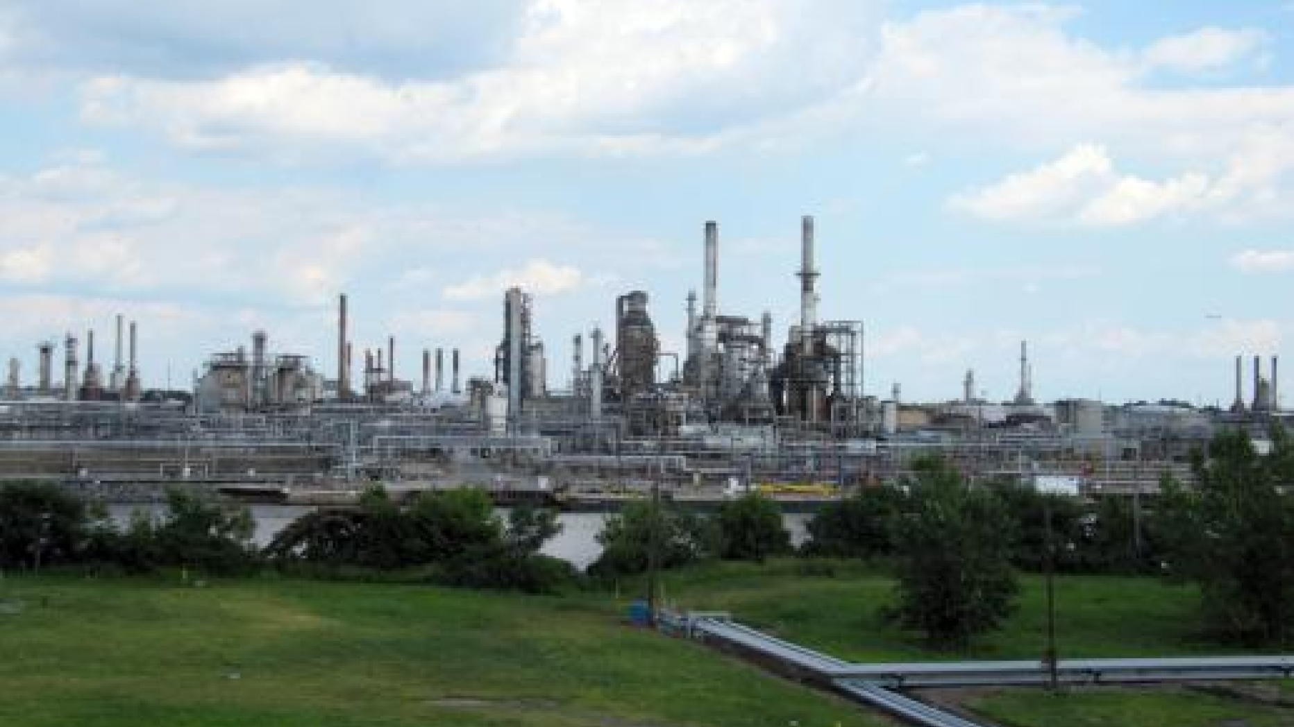 An oil refinery as seen from the opposite side of the Schuylkill river.