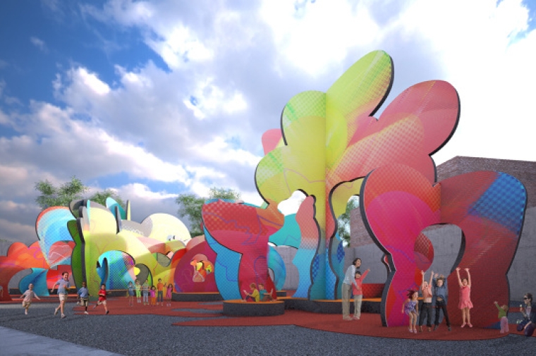 Rendition of large colorful outdoor installation