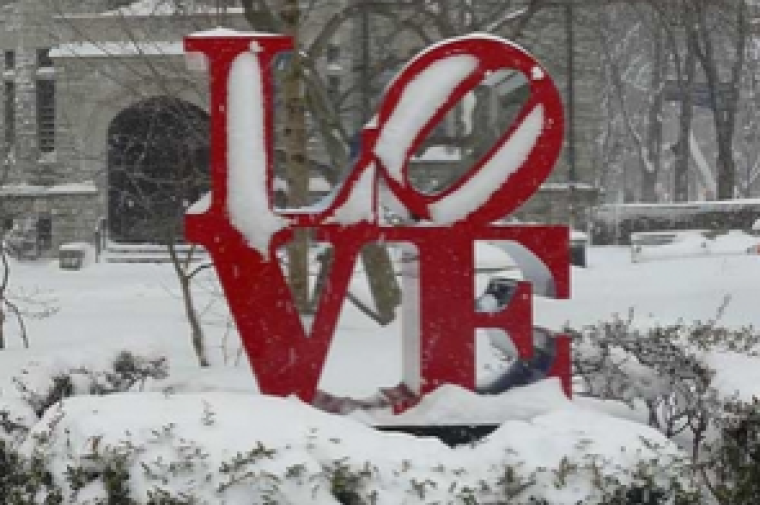 Love Sign in the Snow