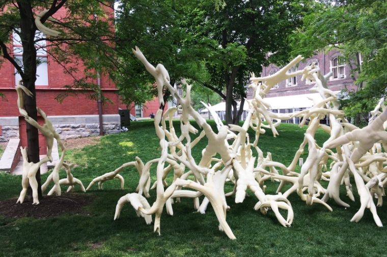 Student works displayed on campus