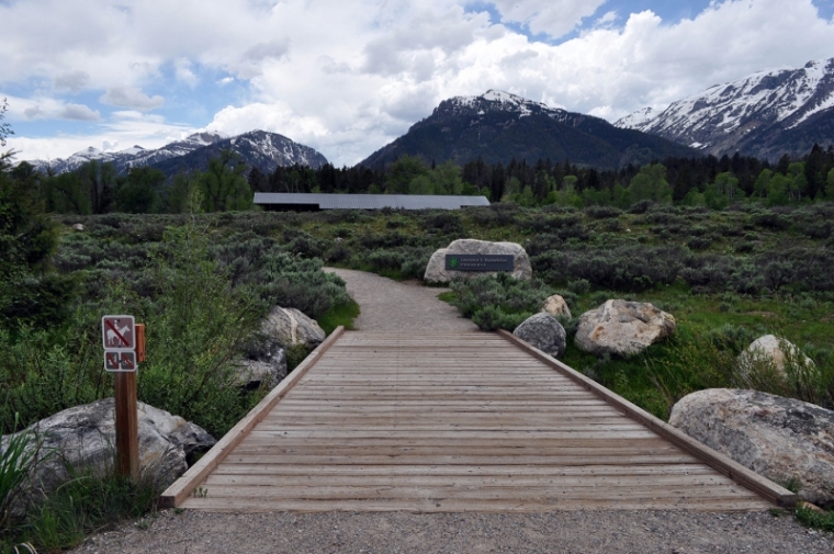 Path leading to Laurance S. Rockefeller Preserve Center in Grand Teton National Park.
