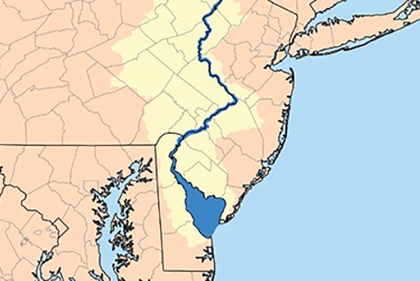 Map of Delaware river and tri-state area