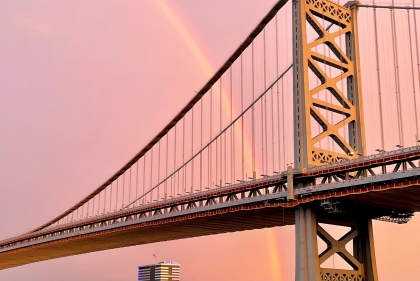 Rainbow behind the Benjamin Franklin Bridge