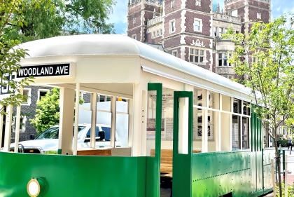 Green and Cream Trolley Car on 37th and Spruce Street