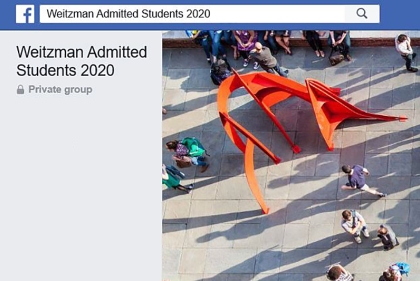 Screenshot of Facebook post titled "Weitzman admitted students 2020"