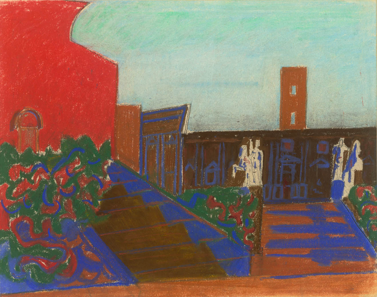 Pastel sketch by Louis Kahn of the Piazza del Campidoglio