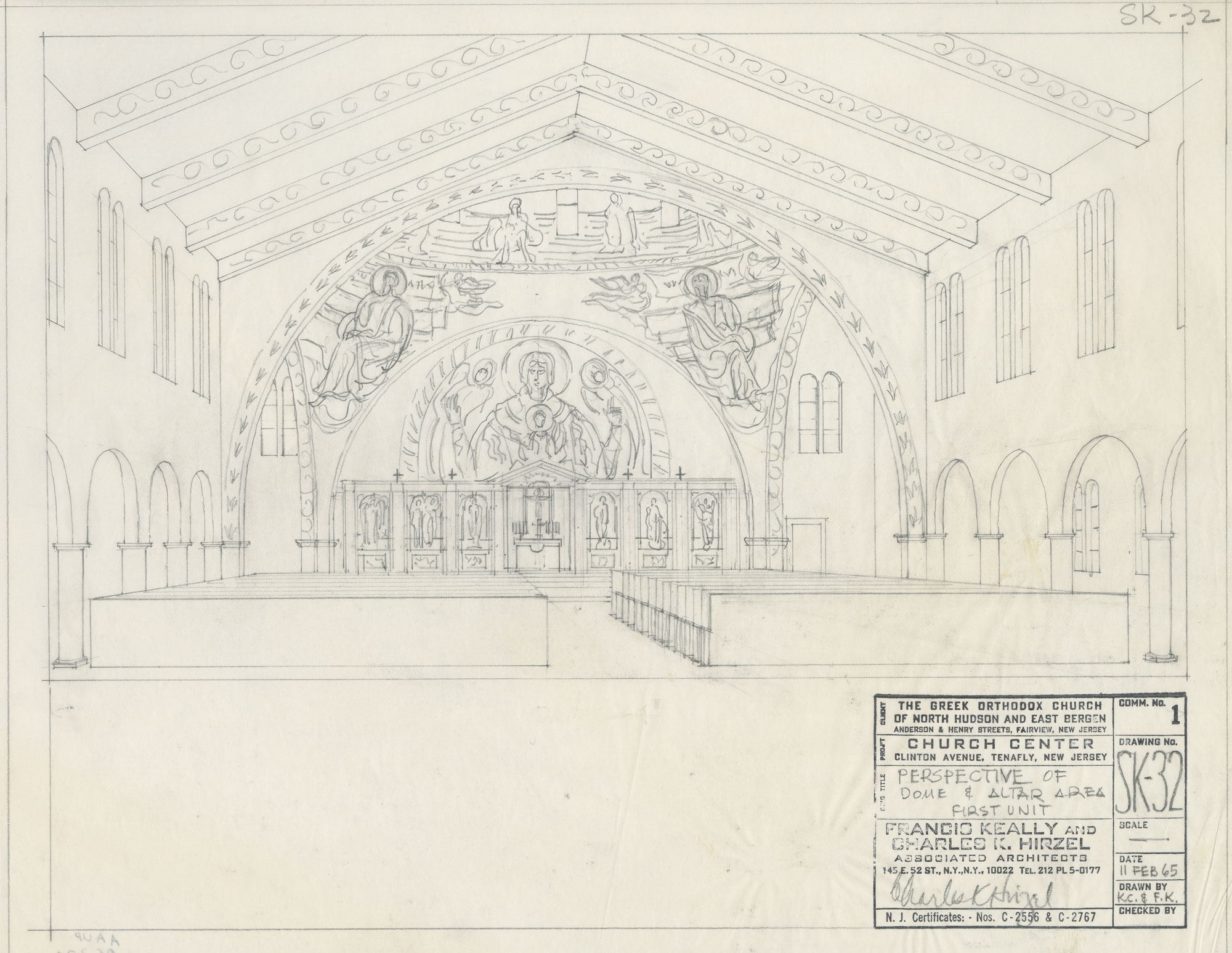 Architechtural drawing of interior of Greek Orthodox Cathedral of St. John the Theologian