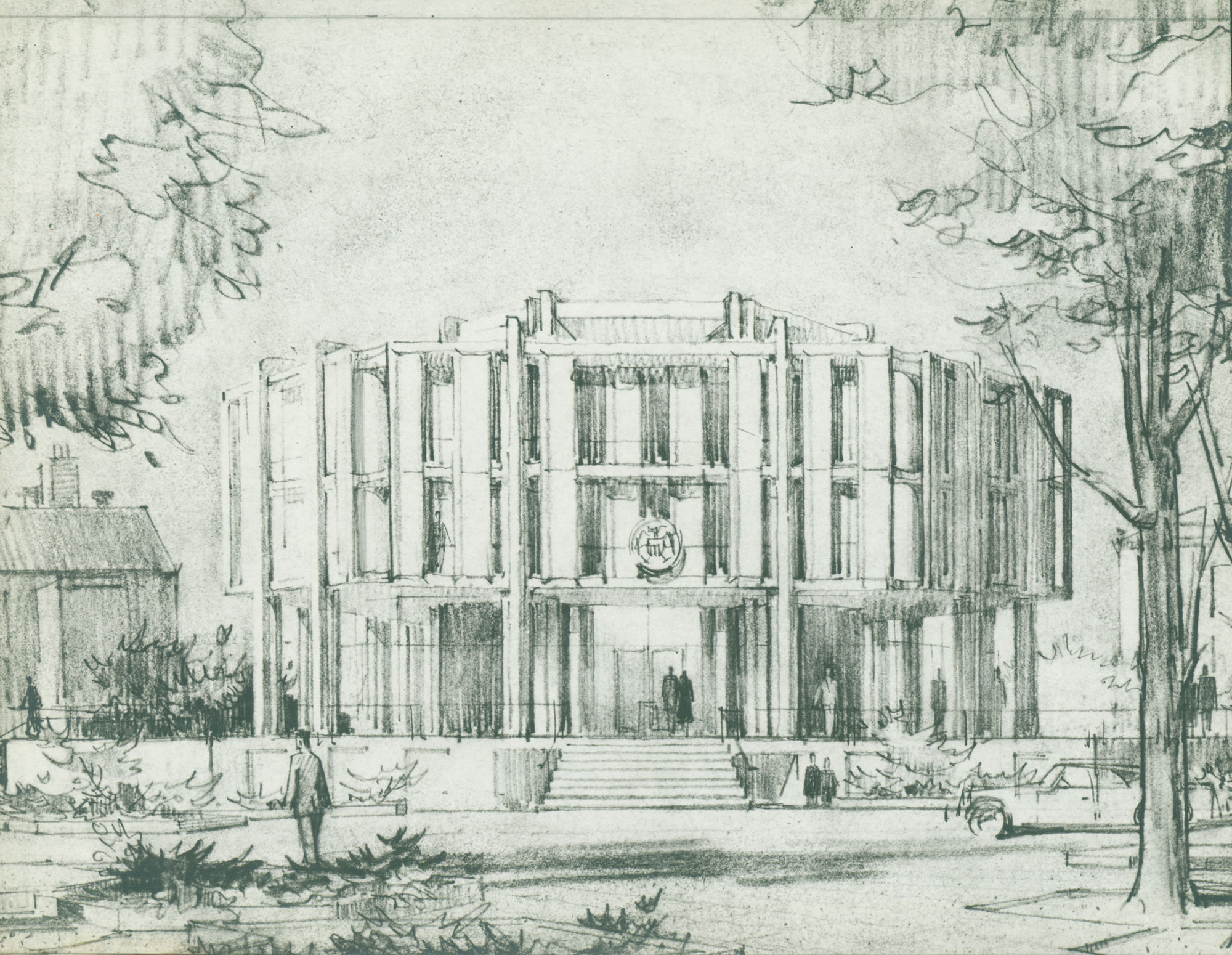 Architectural sketch of office building