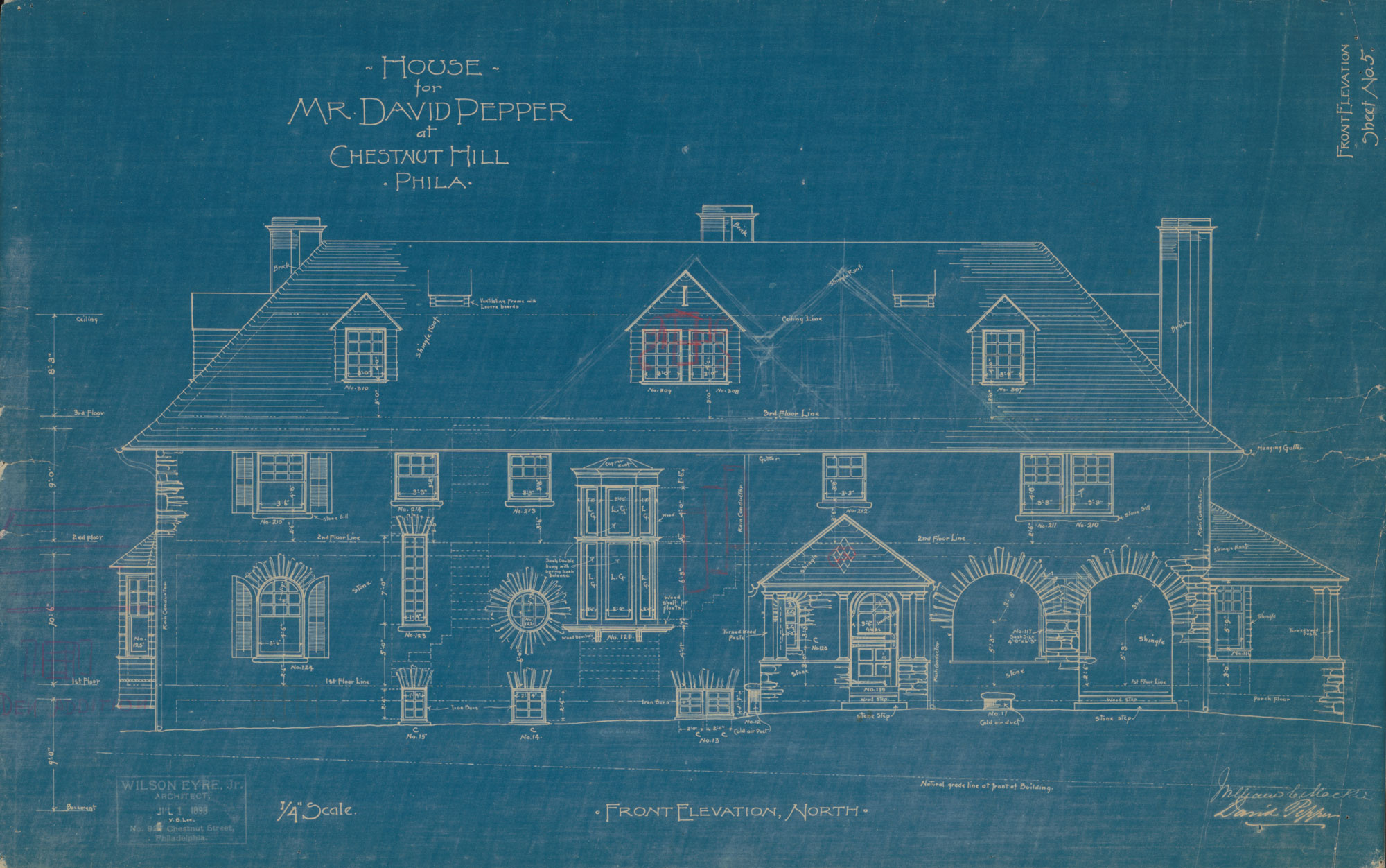 Blue print with exterior facade for a property at Chestnut Hill