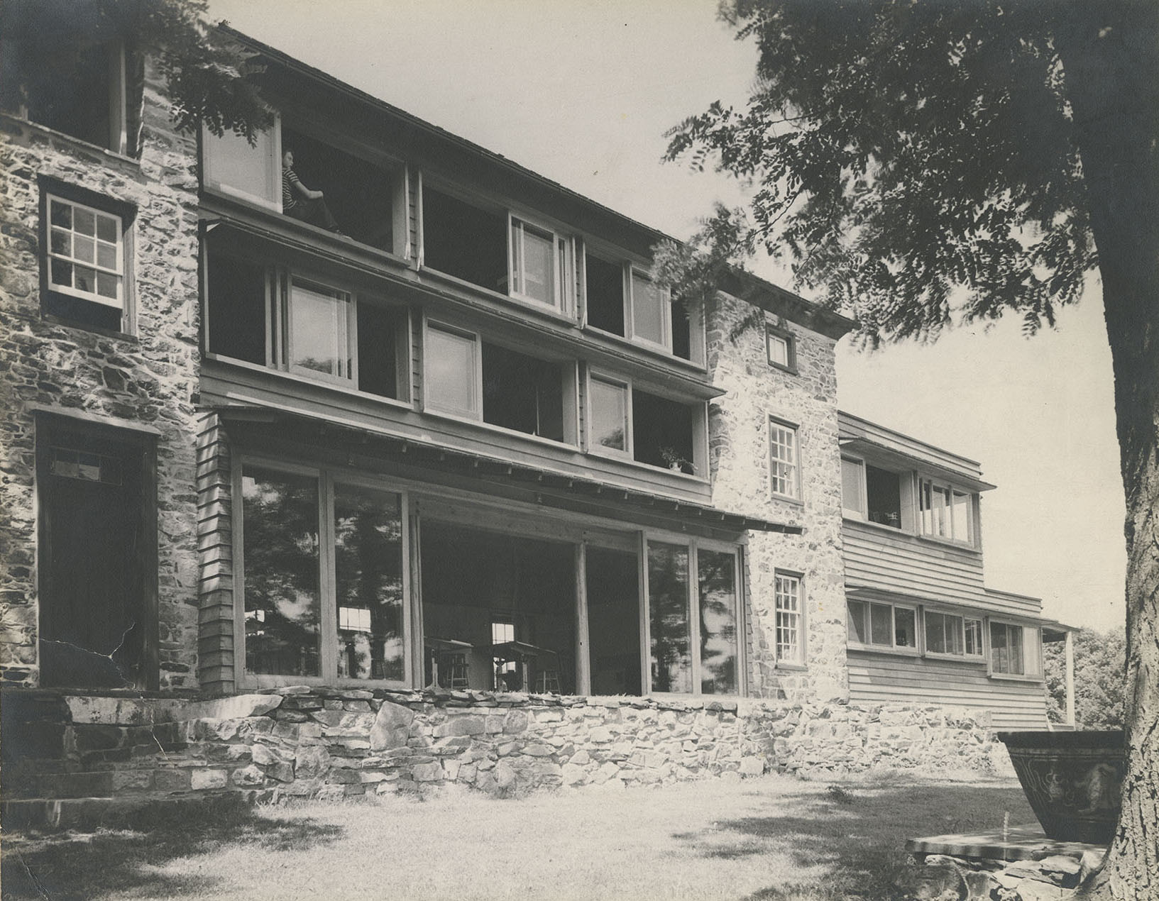 Black and White photo of exterior of Raymond Farm