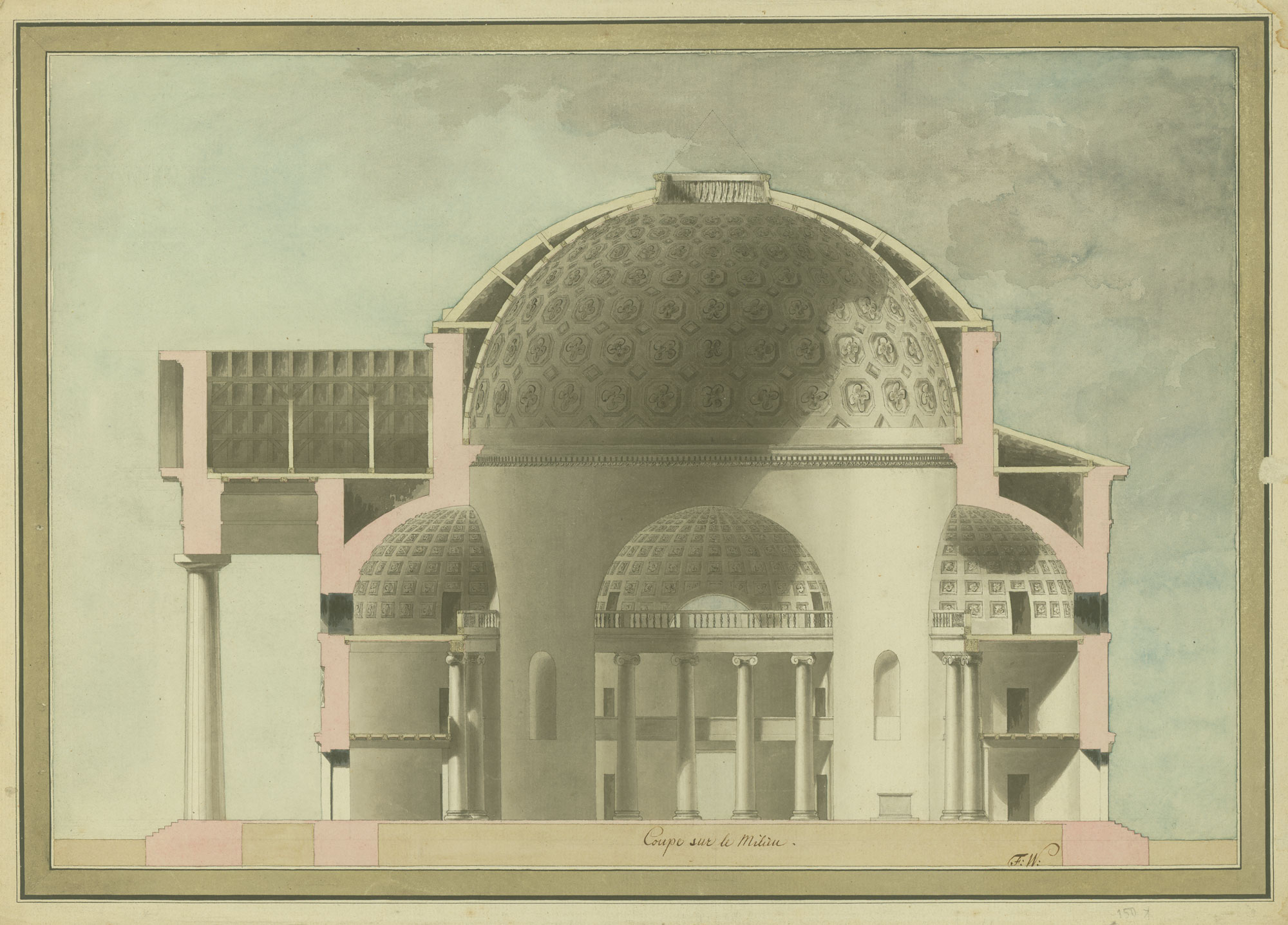 Cross section of city hall, Karlsruhe