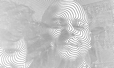 B&W contour map from photograph of Ken Steif's face