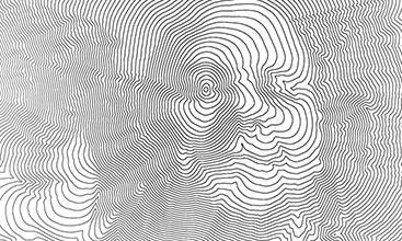 B&W contour map from photograph of Ken Steif's face