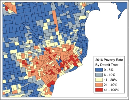 Map of poverty rates in detroit.