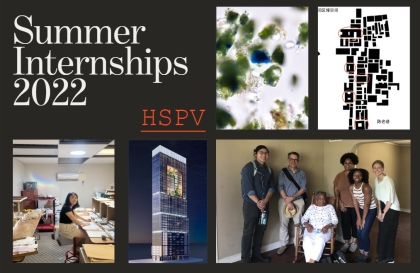 collage of photos from internships with title "Summer Internships 2022 HSPV"