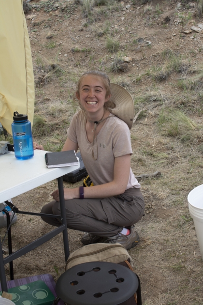 Smiling Caitlin on site