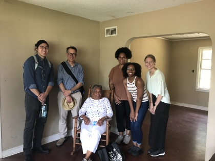 The CPCRS site assessment team with Mrs. Willodean Malden, member of the preservation council for the Trinity Lutheran Parsonage