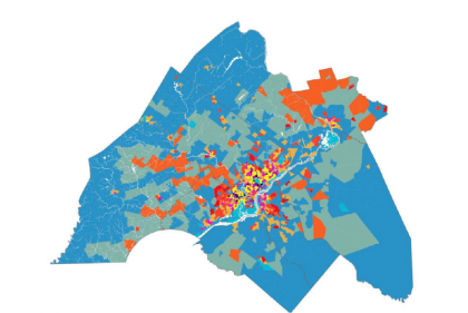 Map of Philadelphia area with certain areas highlighted 