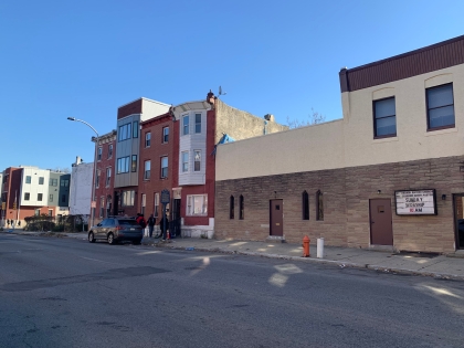 street with rowhouses