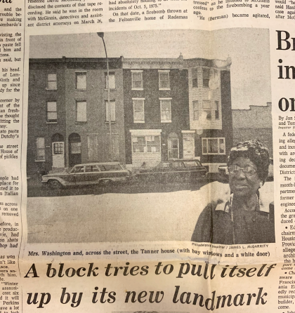 Clipping of a newspaper article highlighting the story of the Tanner house. 