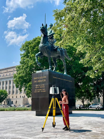 Hillary uses Leica’s laser scanner to generate a 3D point cloud data model of the General Simón Bolívar Memorial landscape.