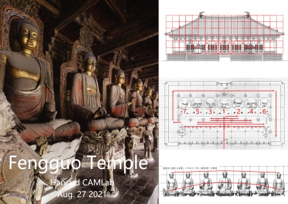 Photos and digital renderings of Buddhist sculptures in the Fengguo Temple