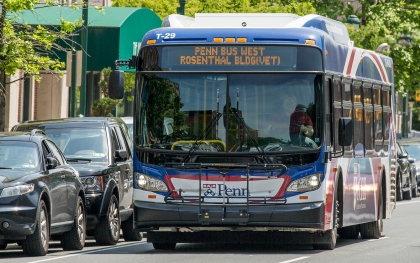 Penn Bus West headed west on Walnut Street