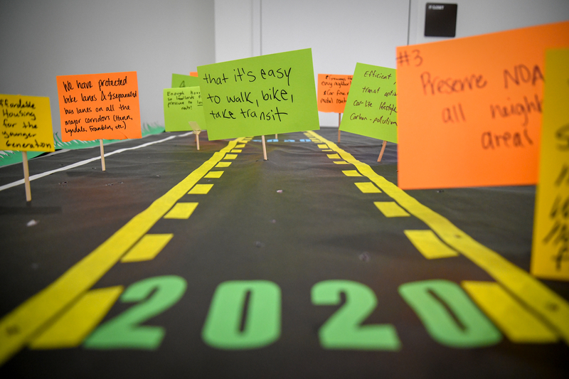 mock up model of a street saying '2020' on pavement