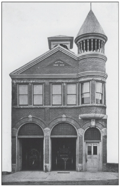 B&W photo of Maxfield fire house