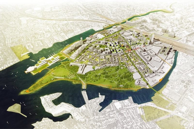 Aerial view of Stamford future development