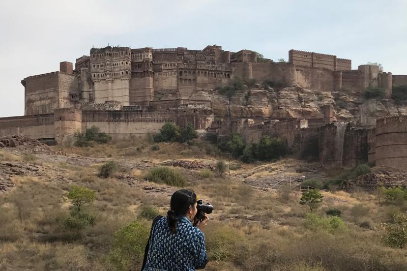 Person photographing Jodhpur Fort