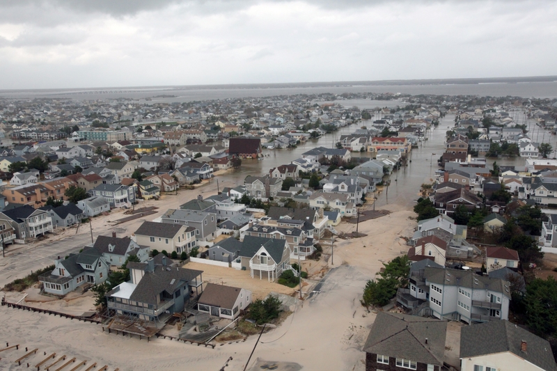 Flooded residential neighborhood. Sand has also come in several hundred meters from the beach