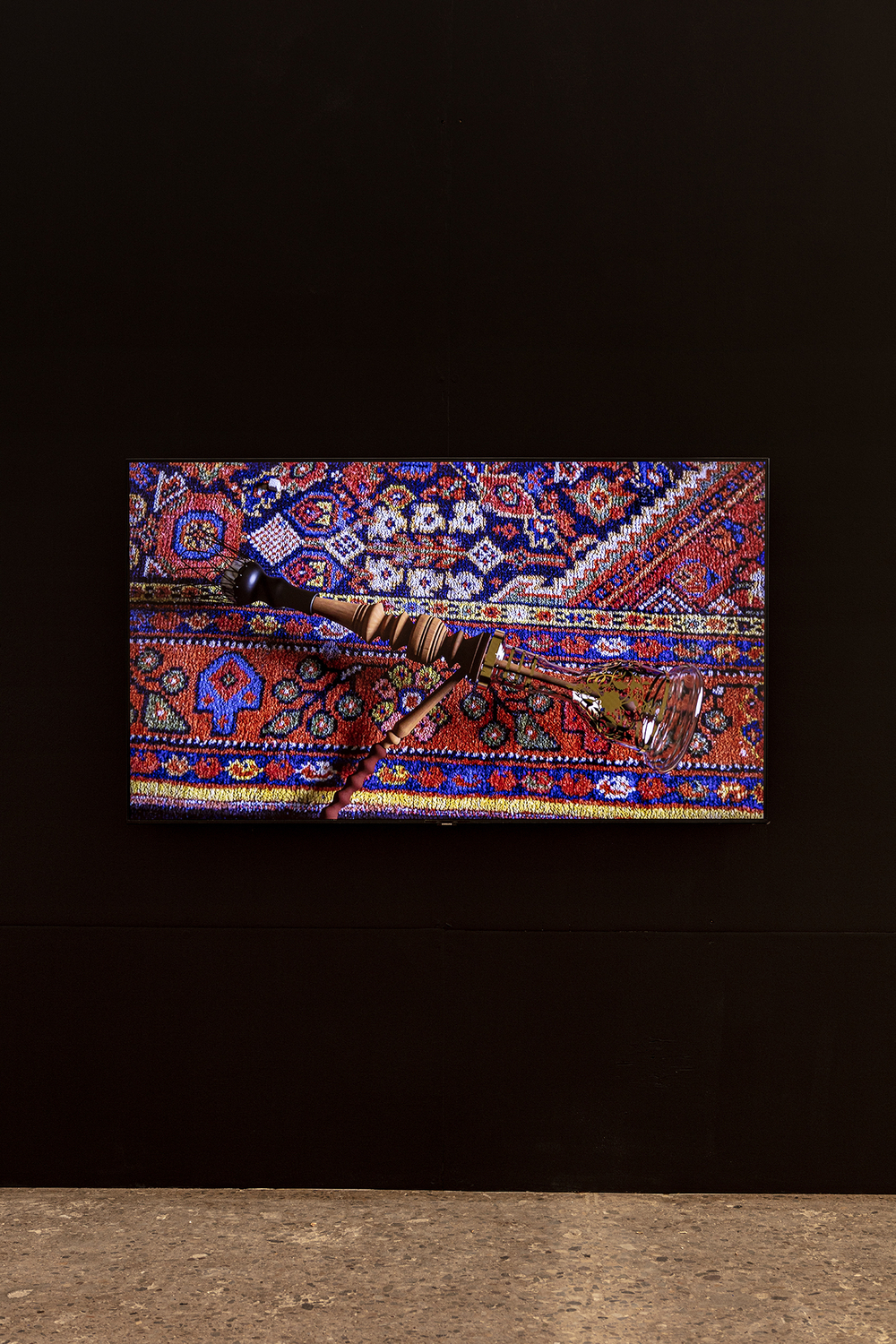 Hookah on its side on persian rug