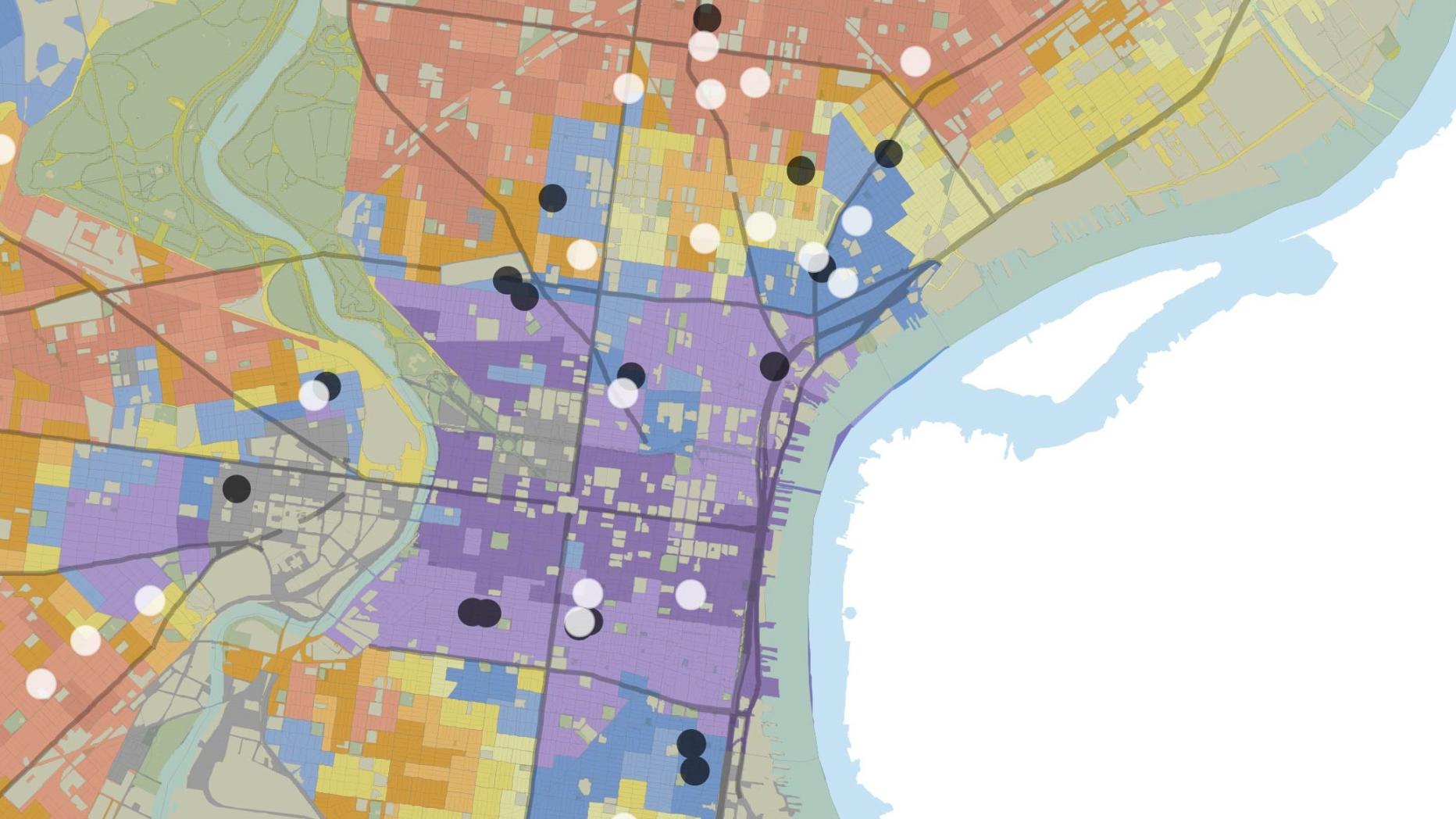 Color coded map of vacant and recently demolished buildings