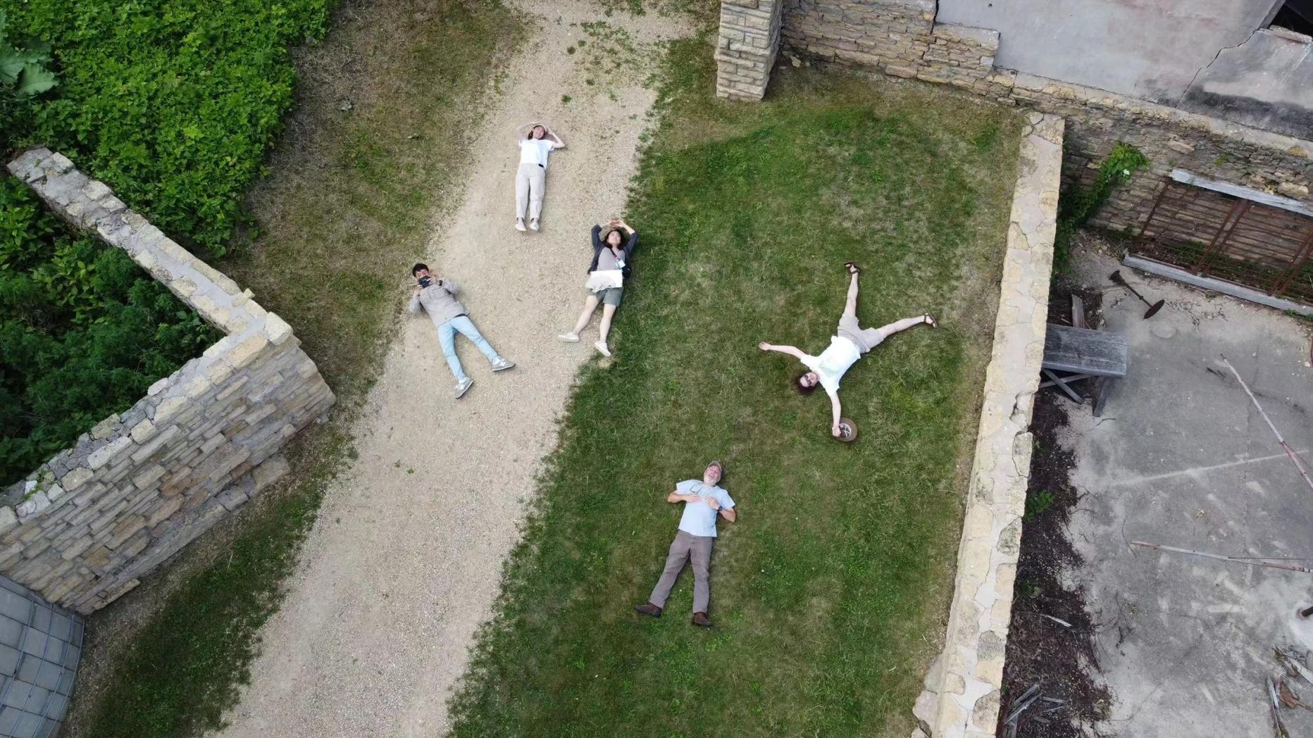 Students have fun practicing drone photography during their summer internship at Frank Lloyd Wright’s Taliesin Midway Barns in Wisconsin.
