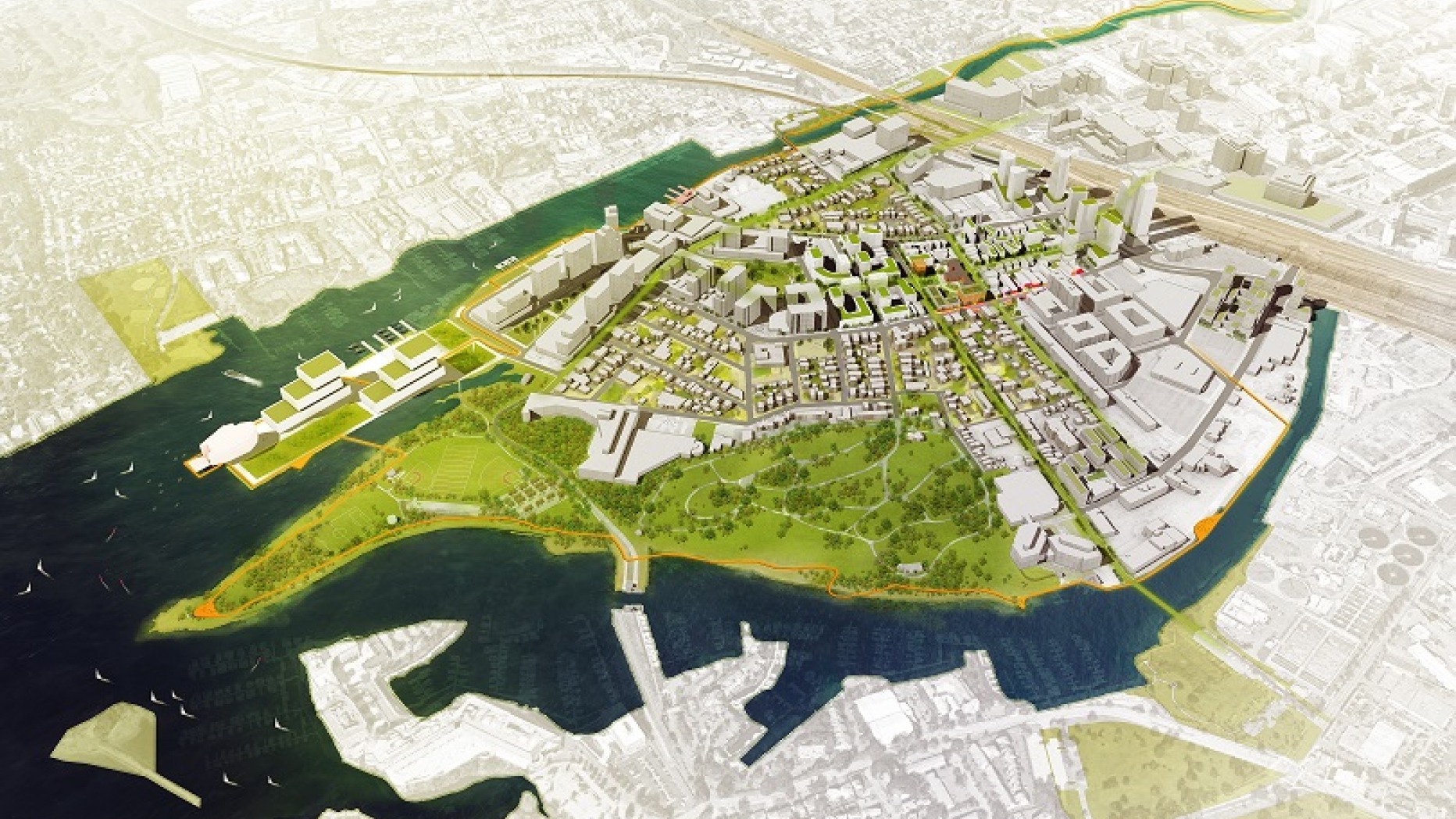 Aerial view of Stamford future development