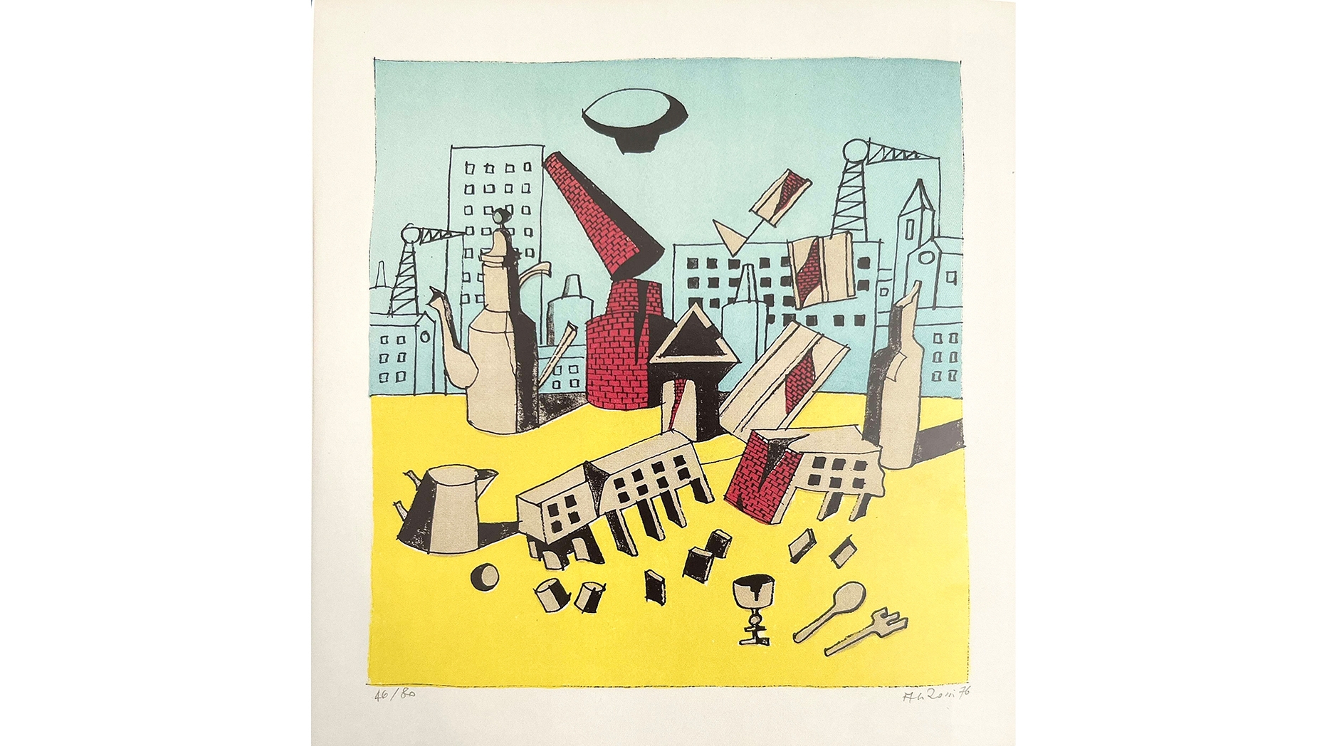 Aldo Rossi, "L'architectura assassinata," lithograph, 1974 From Ghirardo, Diane, Aldo Rossi and the Spirit of Architecture. New Haven: Yale University Press, 2019, 100