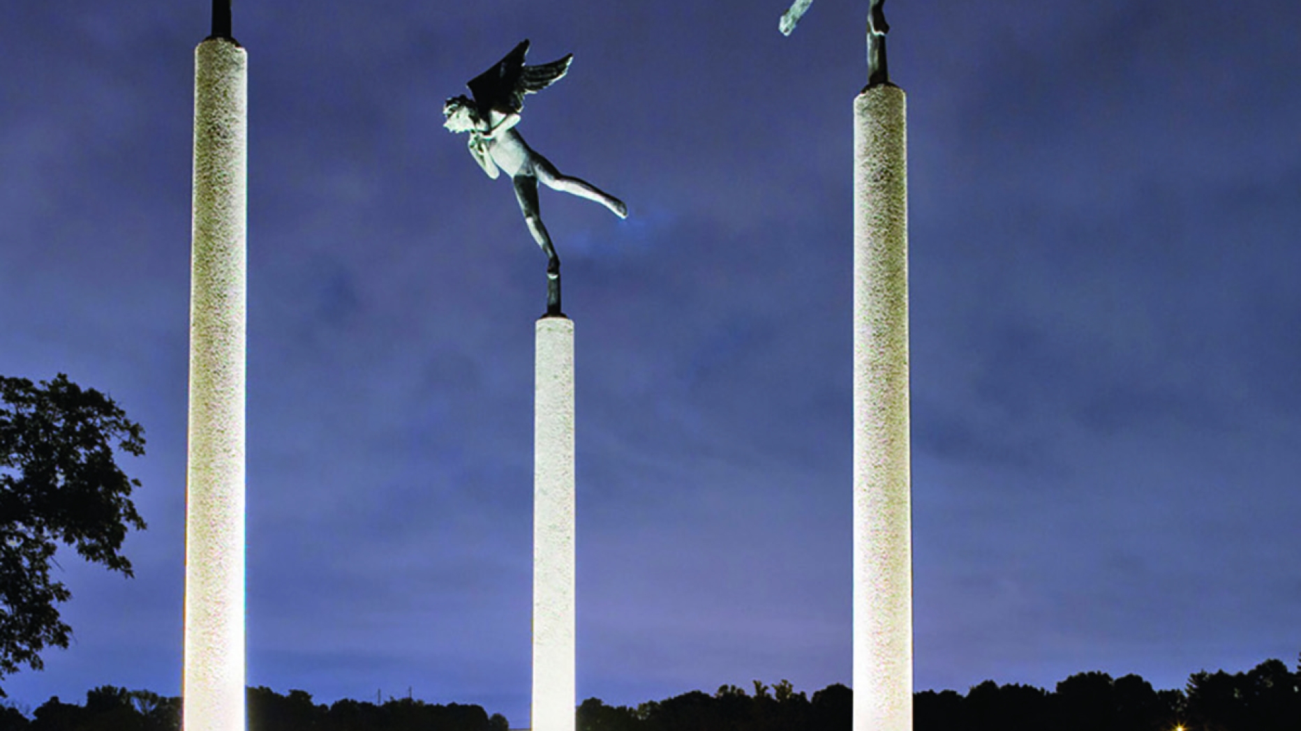 A series of sculptures displayed on the Schuylkill River.