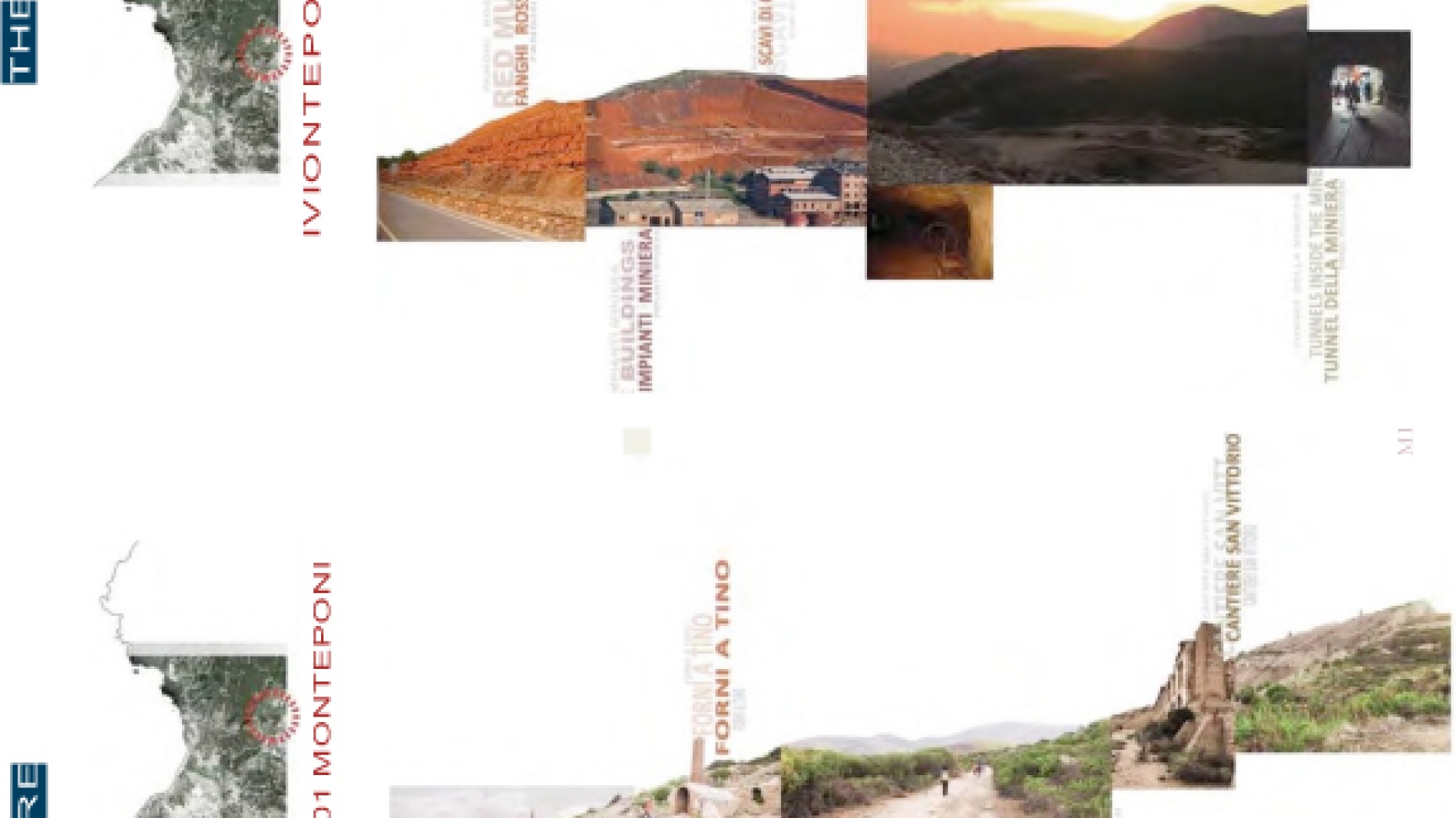 Maps and a series of phots of two different mines in the Sardinia Geo-mining park.