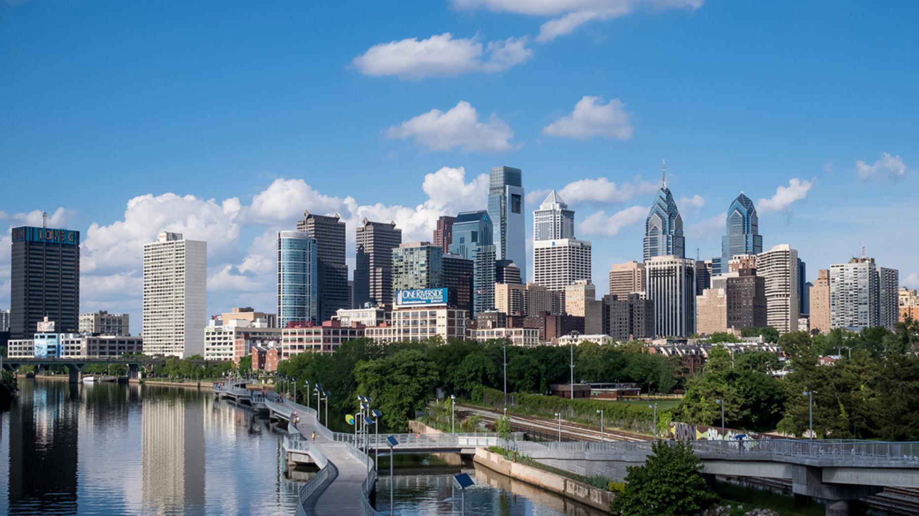 Philadelphia skyline from the South Street Bridge