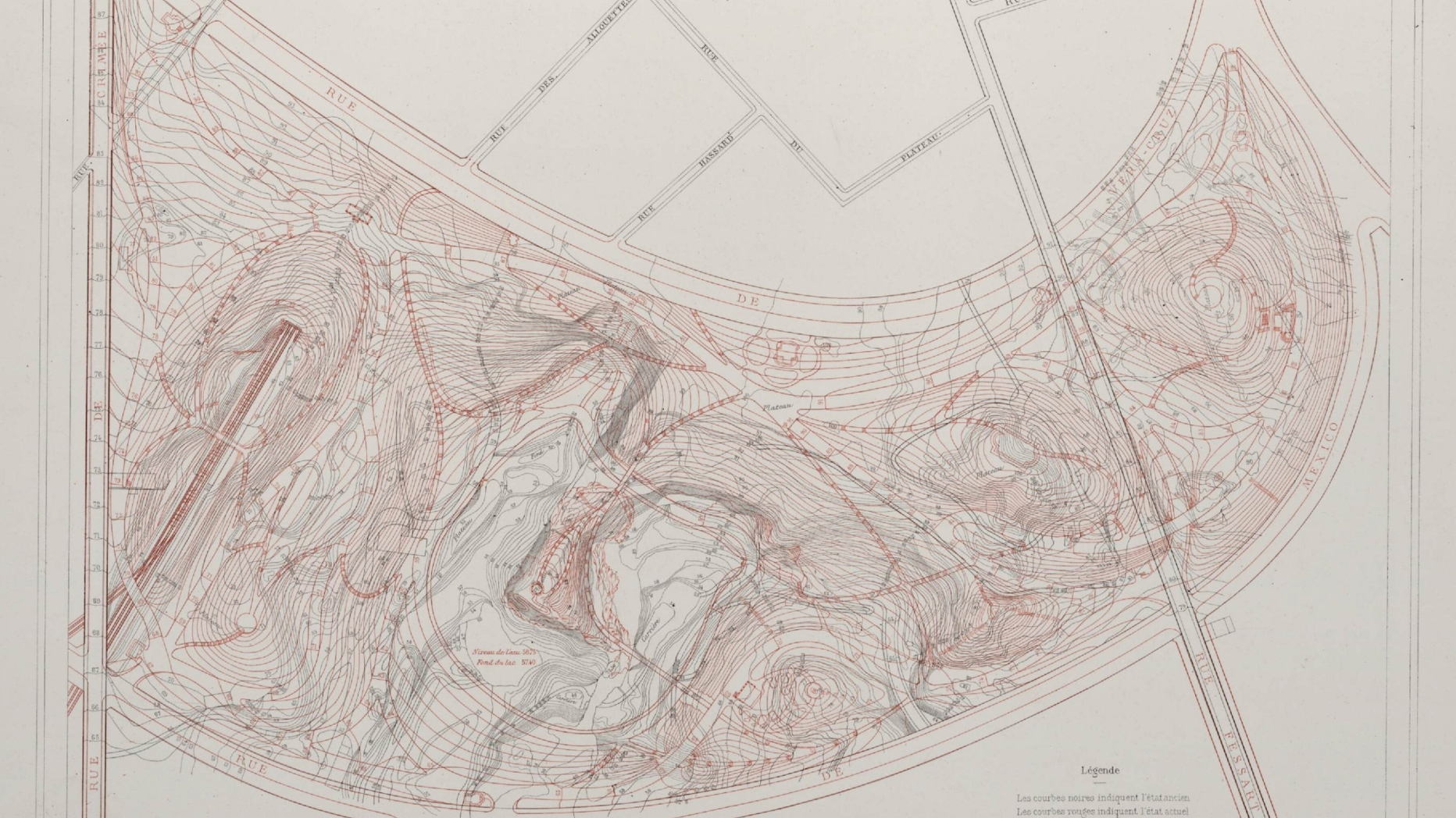 Les Promenades de Paris (1867–71) site plan by Jean-Charles Adolphe Alphand (1817–1891)