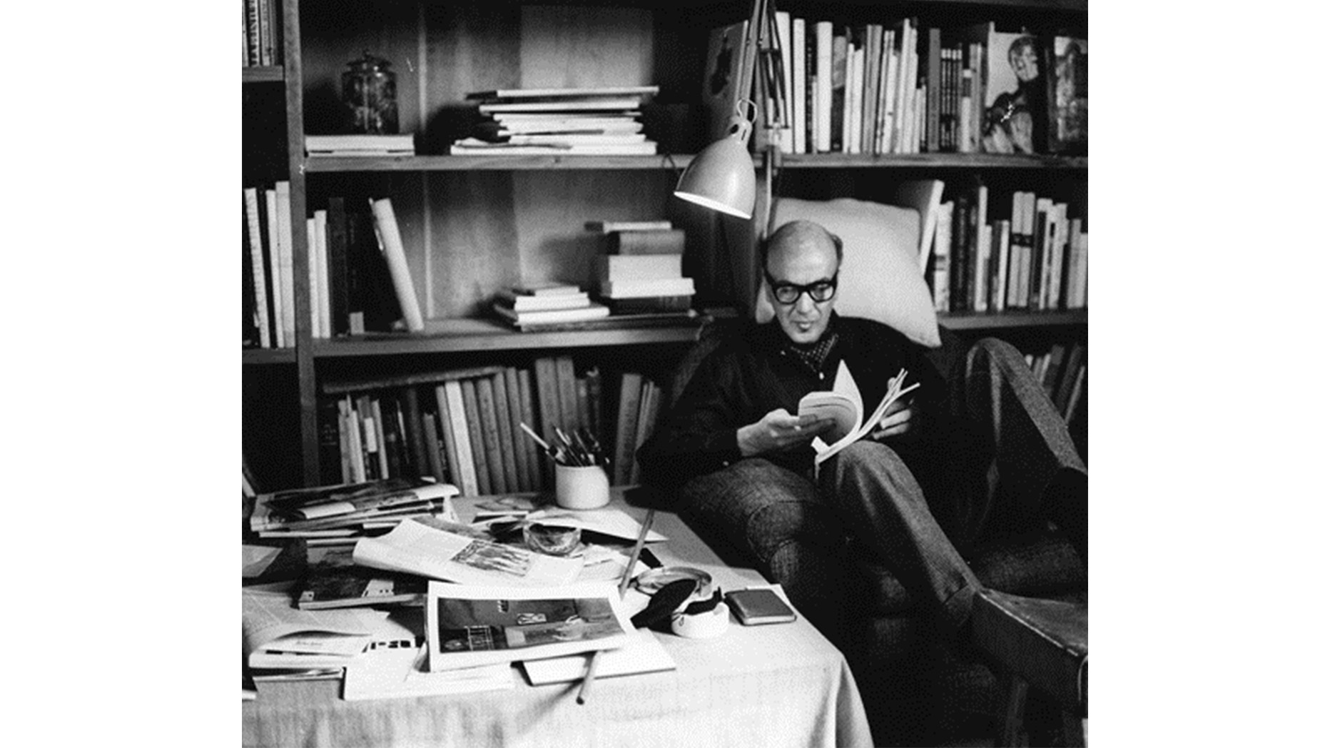 Luis Barragan in his Library, 1963, Photograph by Ursula Bernath