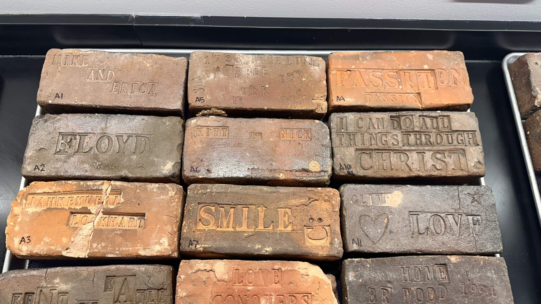 The samples given to the ACL by the Baltimore Community Brick Project for compression analysis