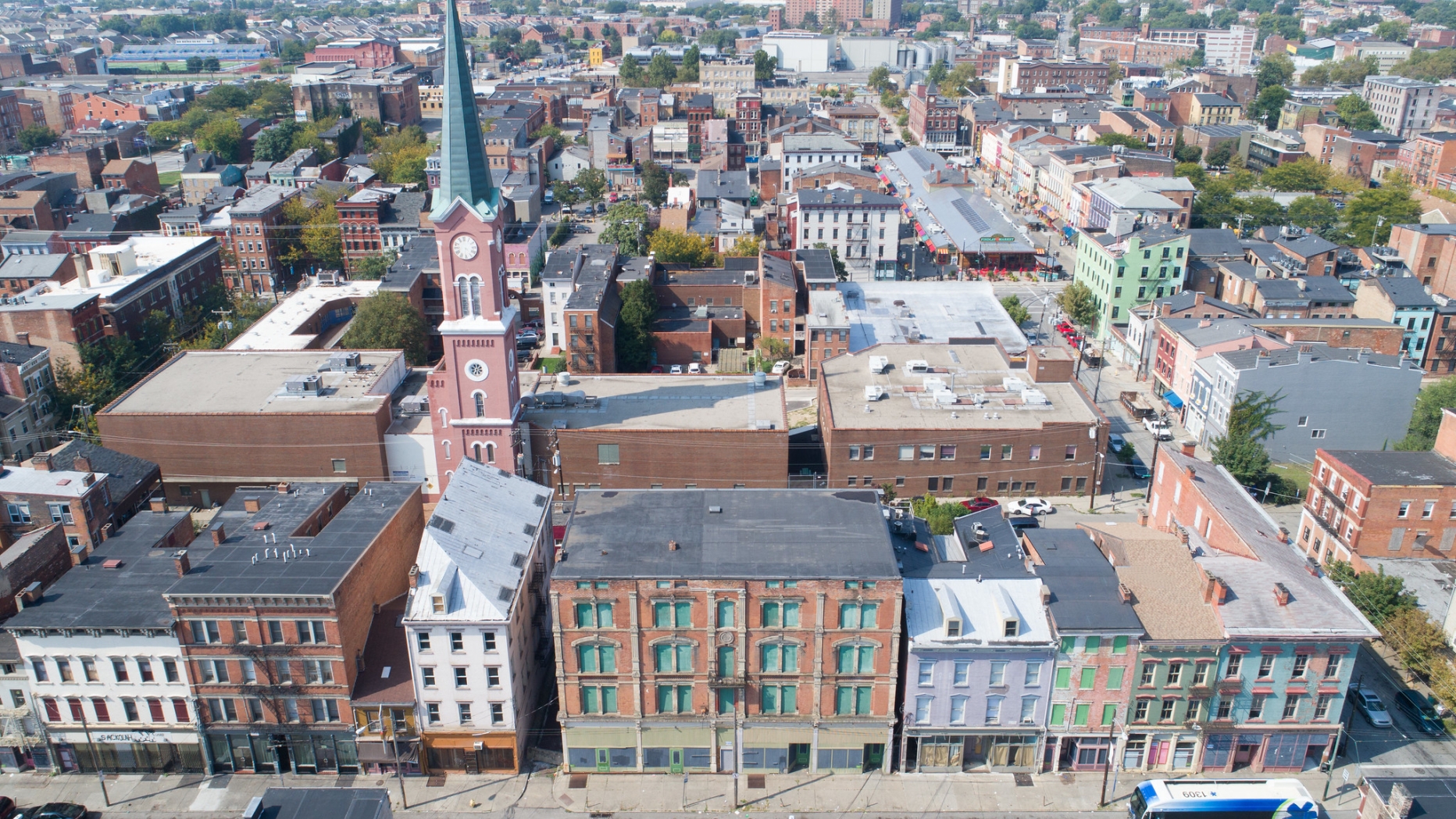 Aerial photo of urban region of Cincinnati. 