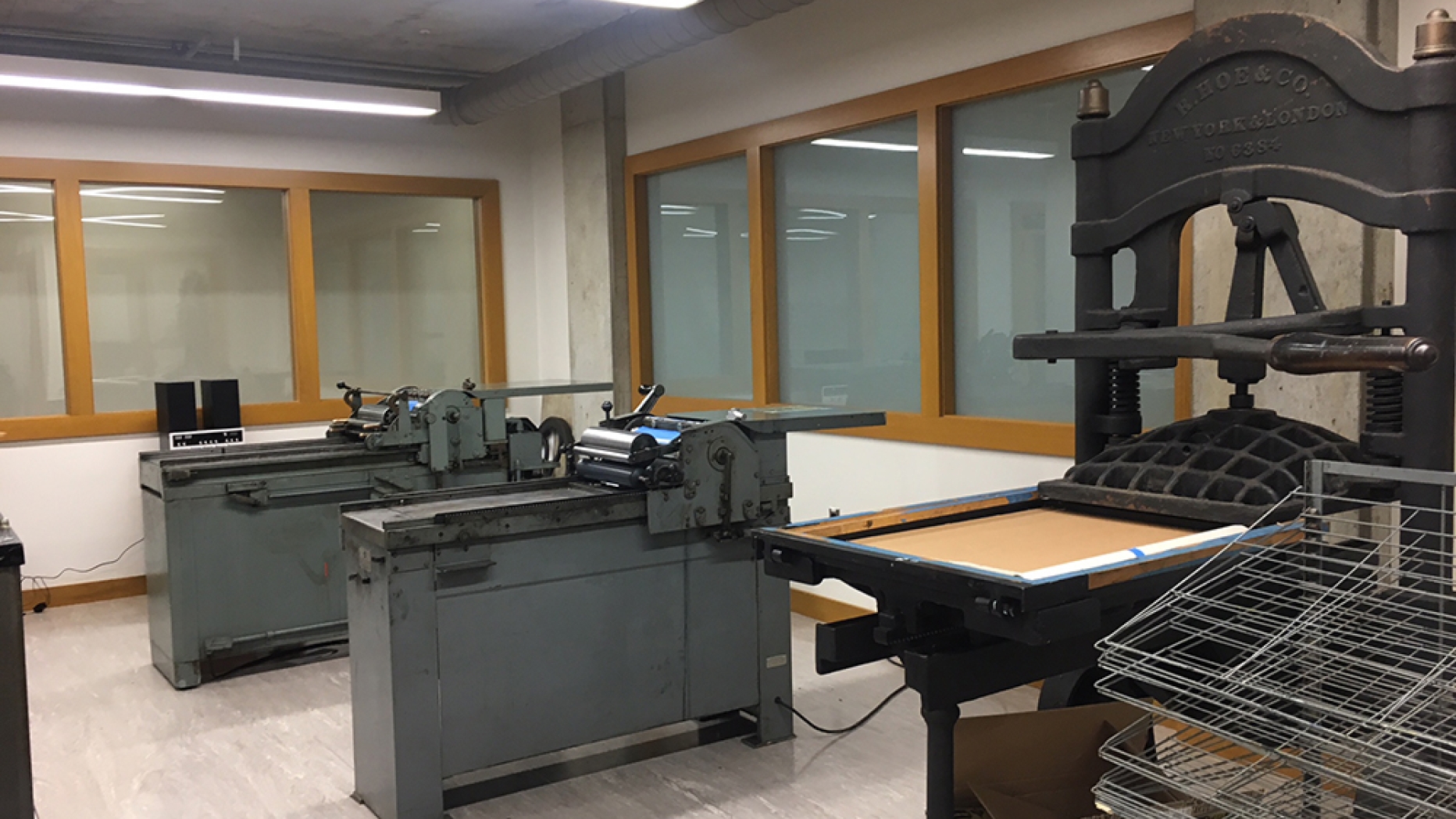 Studio with various kinds of printing presses