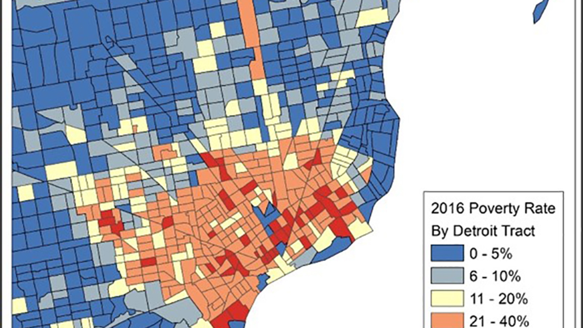 Map of poverty rates in detroit.